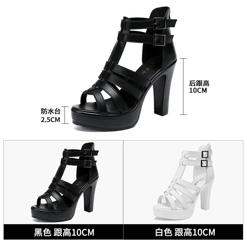 Gladiator Ladies Shoe for Women's Sandals Summer 2024 Narrow Band Women High Heels Platform Sandals Luxury Peep Toe Sandal 32-43