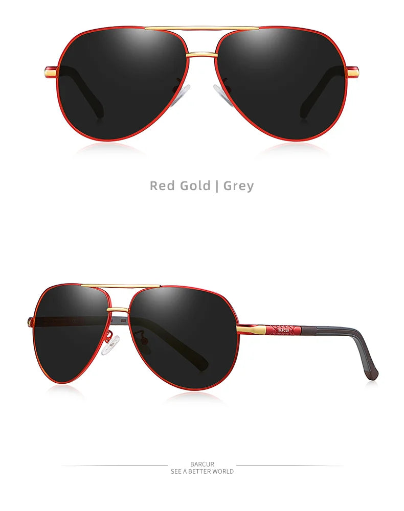 BARCUR Fashion Glasses Hot Style Men sunglasses Polarized UV400 Protection Driving Sun Glass Male Oculos De Sol
