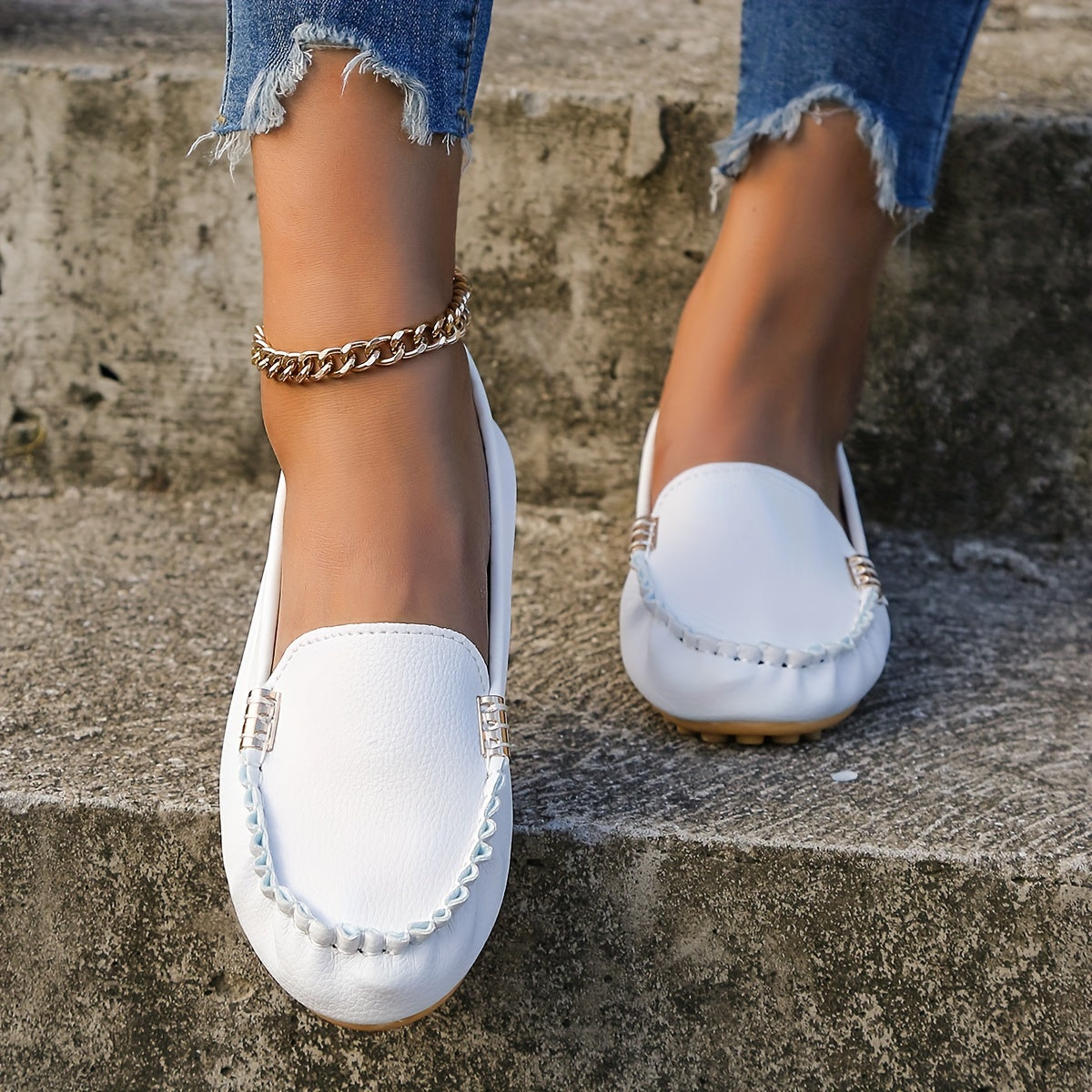 Comfortable Solid Women's Round Toe Loafers, Slip On Shoes, Women's Footwear
