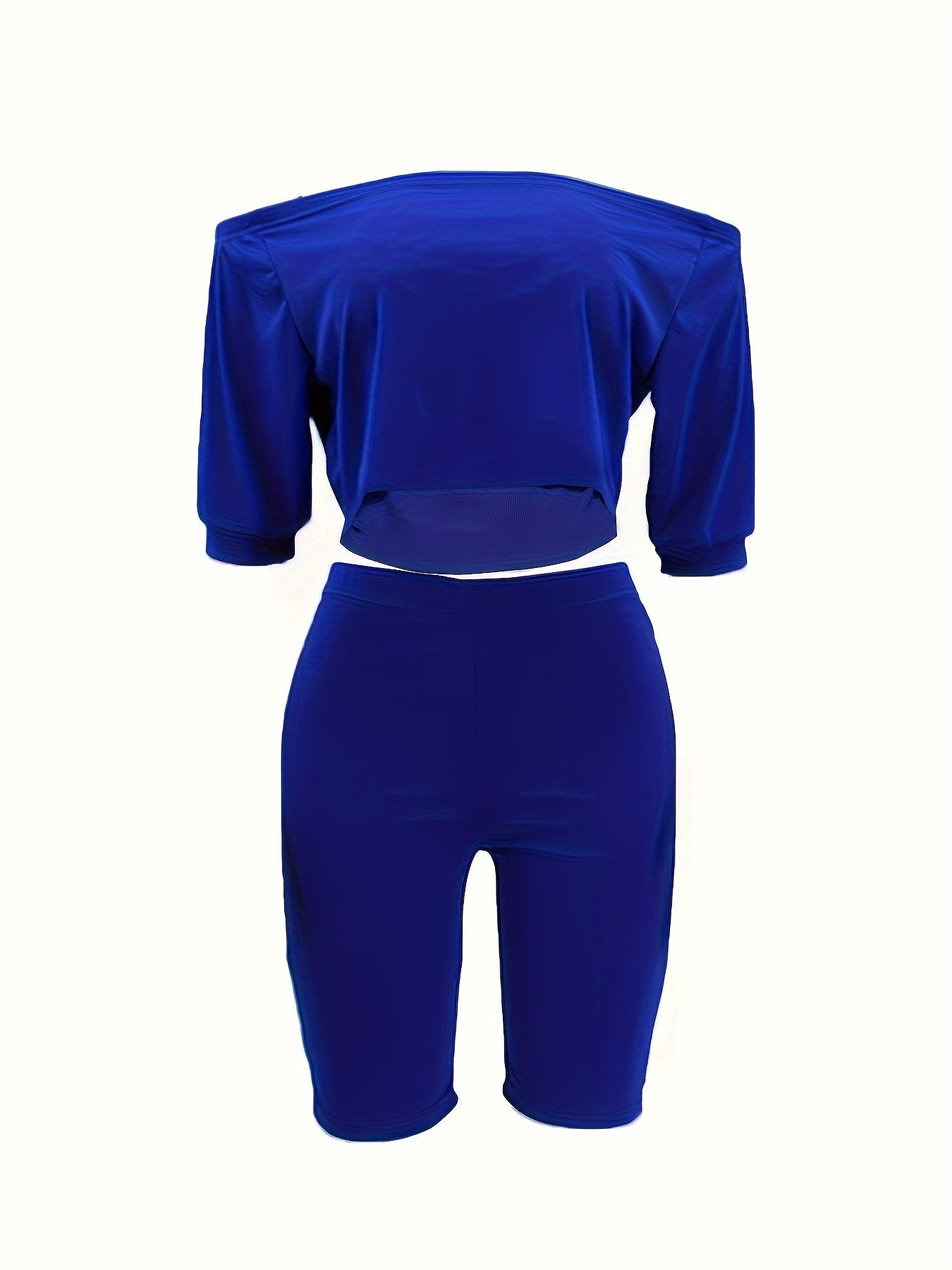 Chic Off-Shoulder Womens Pantsuit Set - Short Sleeve Top & Slim Shorts - Flattering Two-Piece Fashion Ensemble for Everyday Glamour