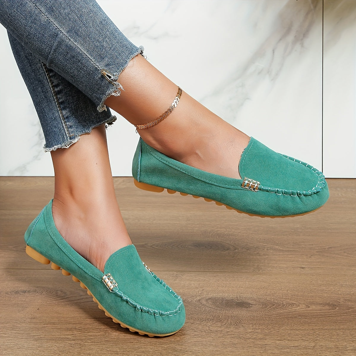 Comfortable Solid Women's Round Toe Loafers, Slip On Shoes, Women's Footwear