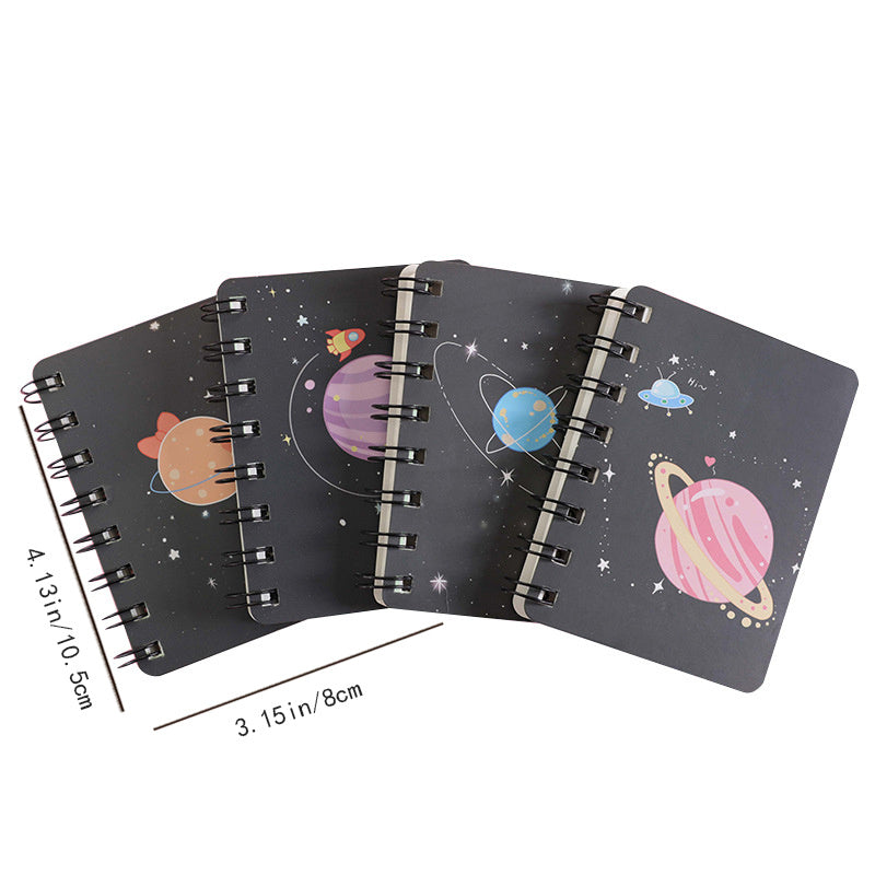 1pc Fantasy Planet Rollover Spiral Coil Notebook Notepad With 80 Pages Size 4.13*3.15 Inch