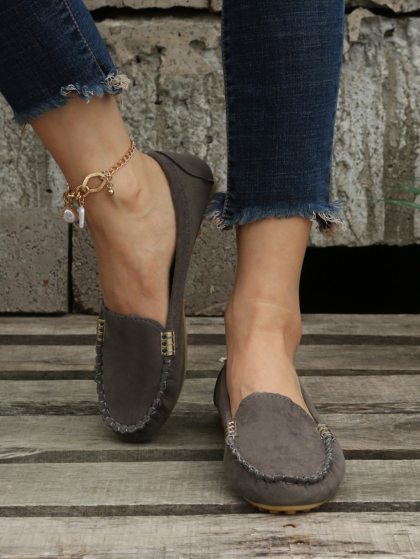 Comfortable Solid Women's Round Toe Loafers, Slip On Shoes, Women's Footwear