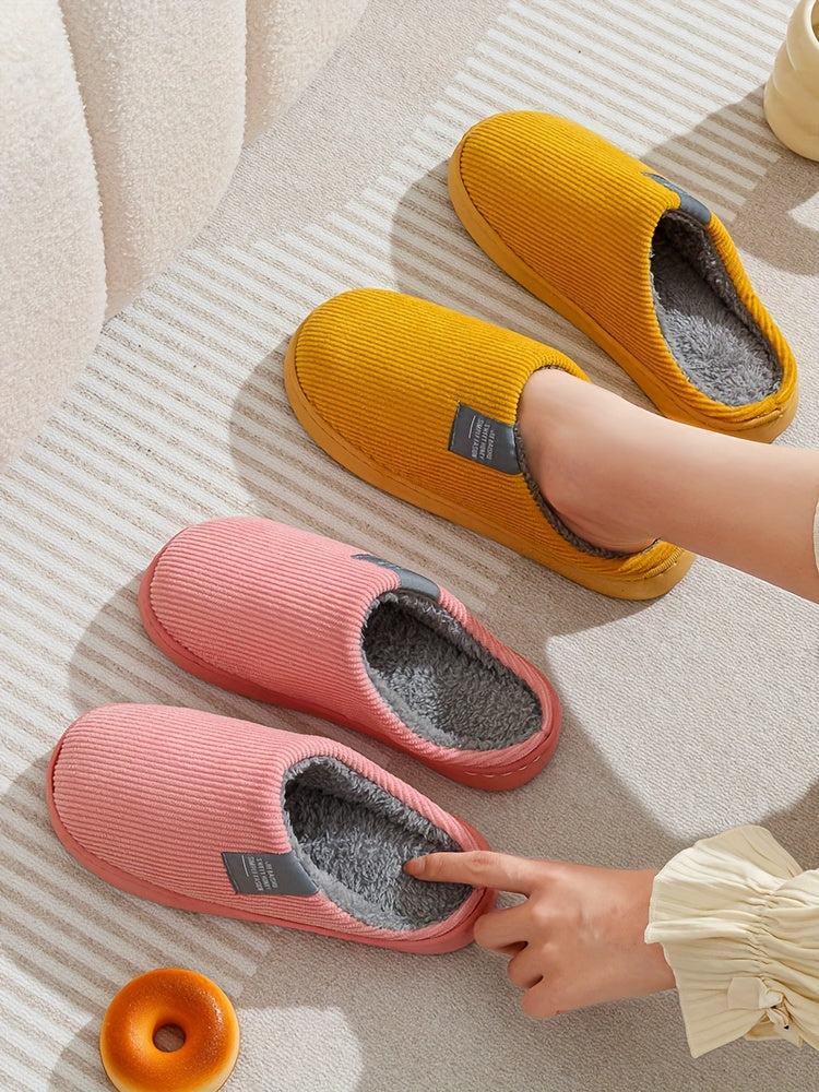 Women's Thick Bottom Home Slippers, Household Plush Slippers, Anti-slip Thermal Slippers