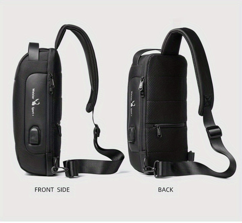 WEIXIER 1pc Men's Waterproof Oxford Fabric Waist Bag With USB Charging And Combination Lock Give Gifts To Men On Valentine's Day Gift For Father