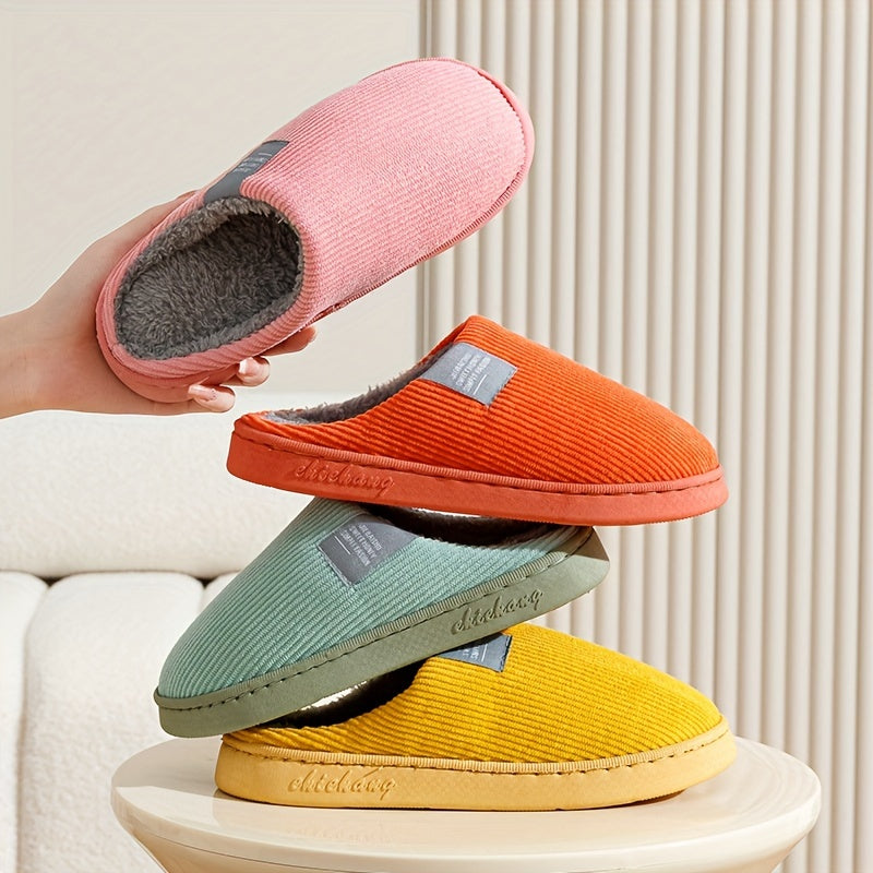 Women's Thick Bottom Home Slippers, Household Plush Slippers, Anti-slip Thermal Slippers