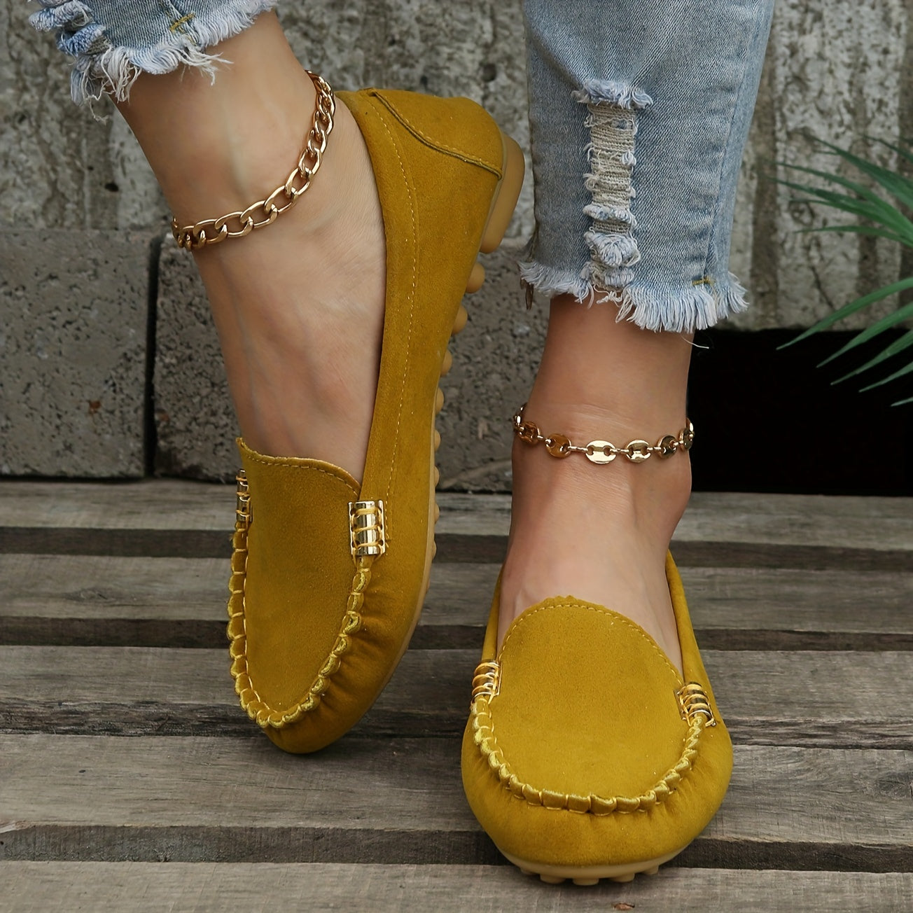 Comfortable Solid Women's Round Toe Loafers, Slip On Shoes, Women's Footwear