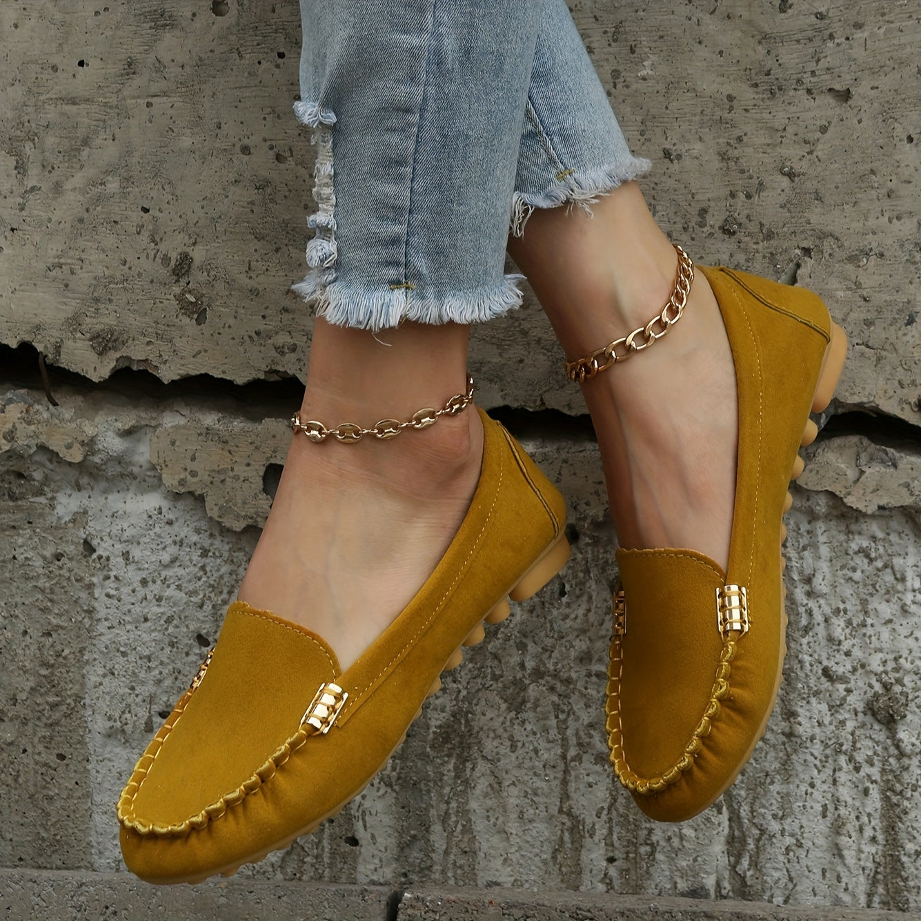 Comfortable Solid Women's Round Toe Loafers, Slip On Shoes, Women's Footwear