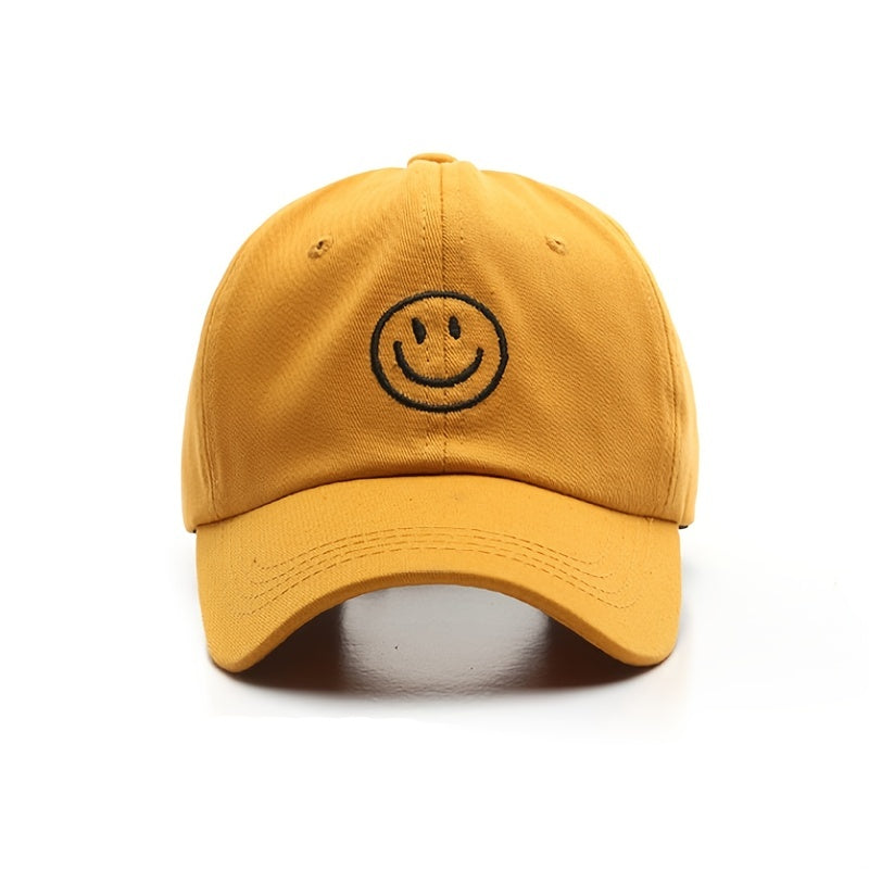 1pc Mens Classic Smile Face Baseball Cap - Soft Cotton, Lightweight, Adjustable, Sunscreen, Embroidered Lettering, Ideal Gift for Daily Casual Wear