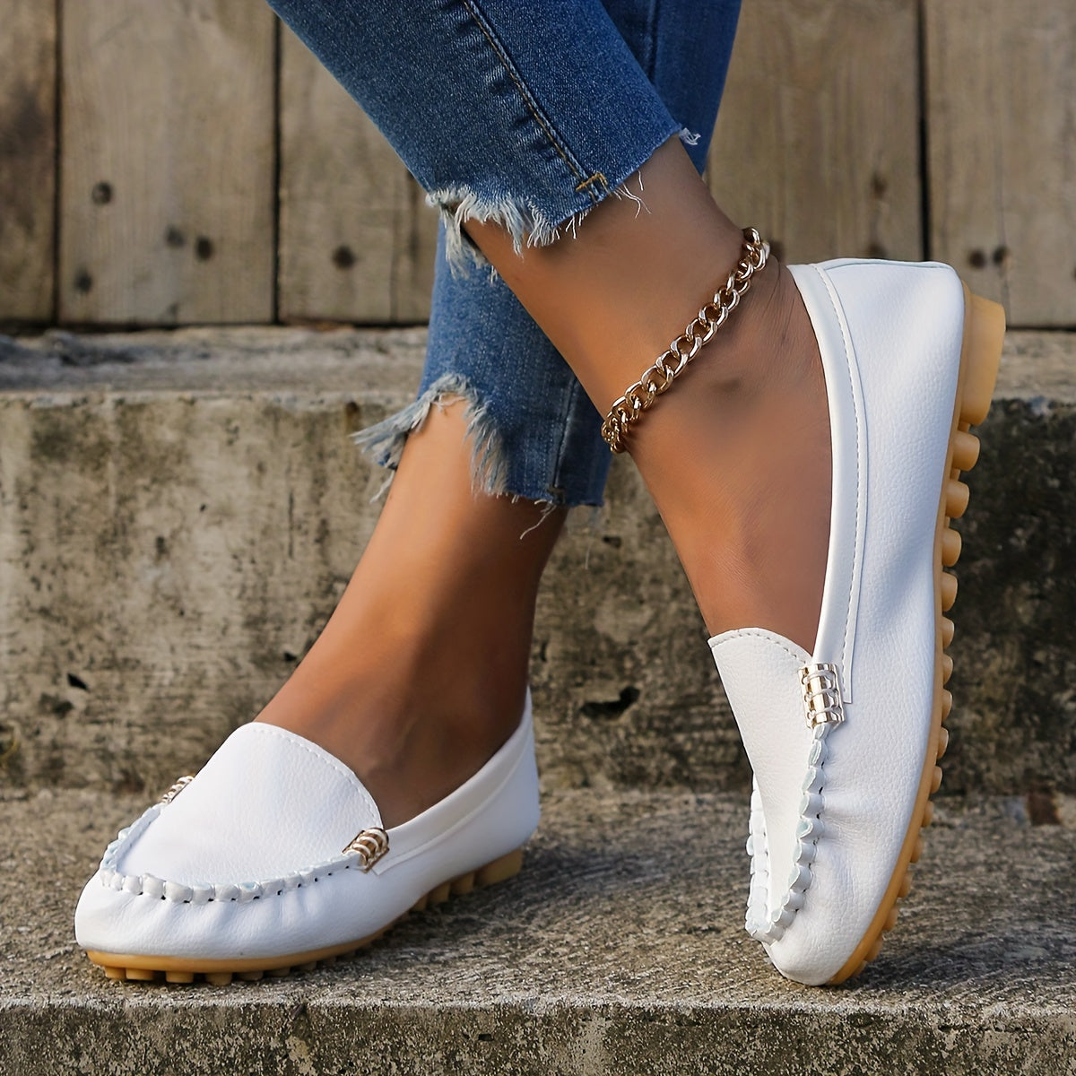 Comfortable Solid Women's Round Toe Loafers, Slip On Shoes, Women's Footwear