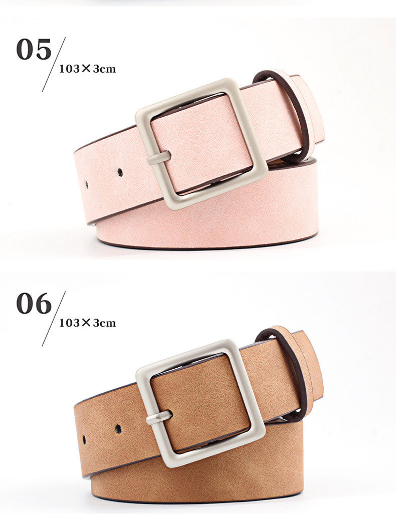 Women PU Belts For Jeans Luxury Brand Designer Belts Female Square Metal Pin Buckle Belt