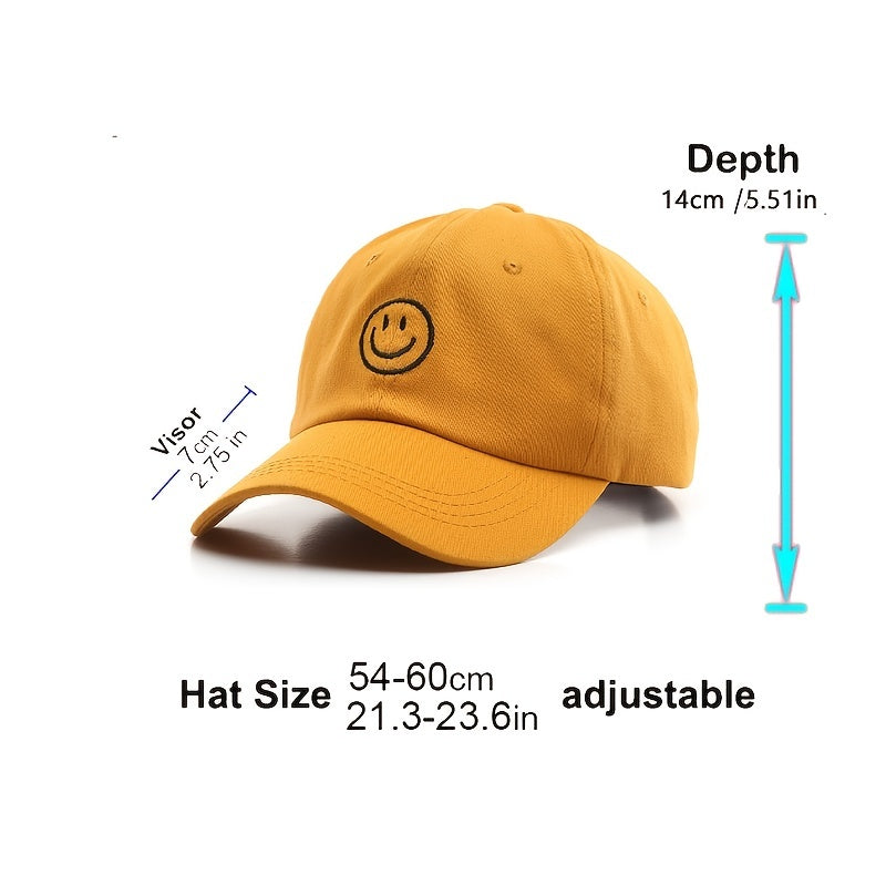 1pc Mens Classic Smile Face Baseball Cap - Soft Cotton, Lightweight, Adjustable, Sunscreen, Embroidered Lettering, Ideal Gift for Daily Casual Wear