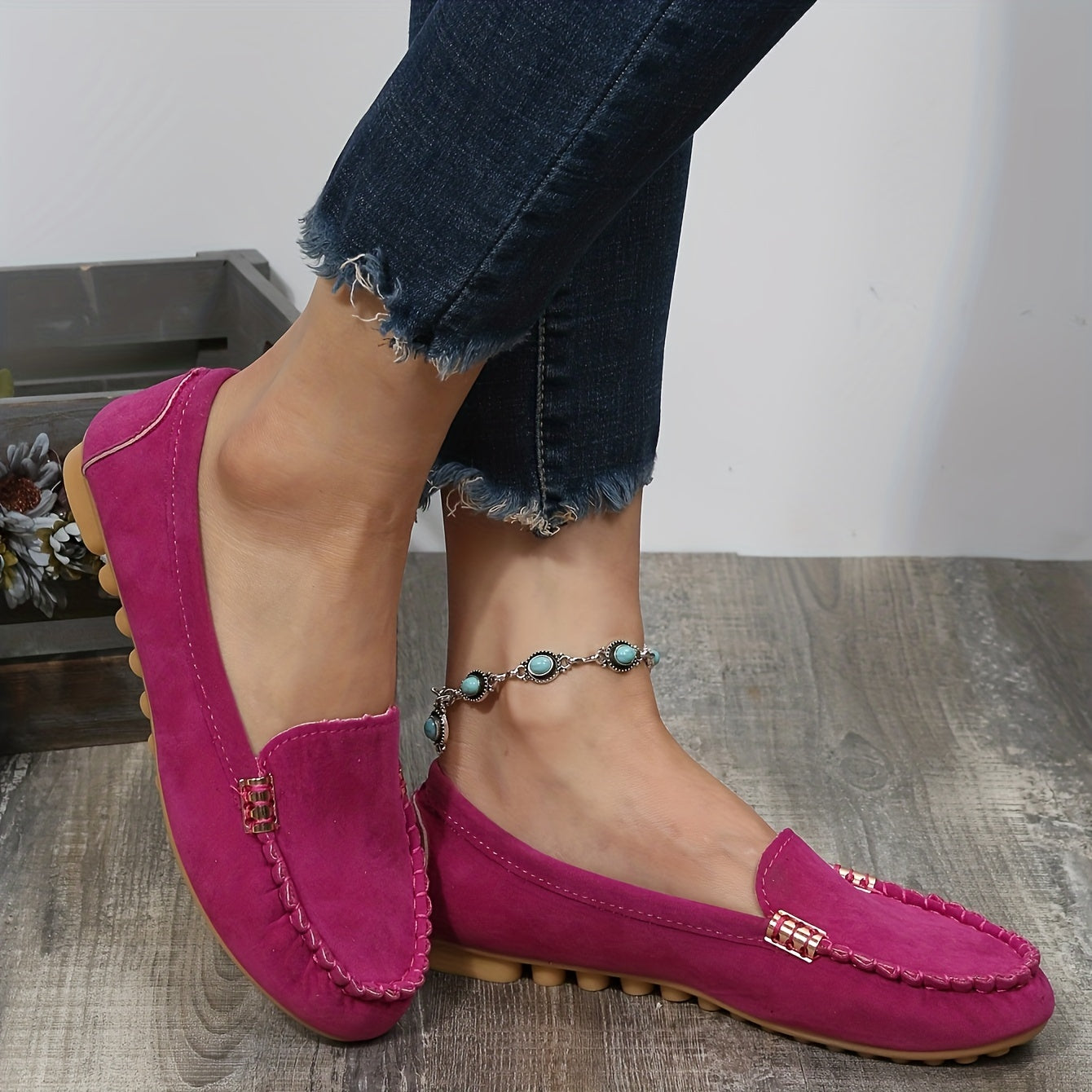 Comfortable Solid Women's Round Toe Loafers, Slip On Shoes, Women's Footwear
