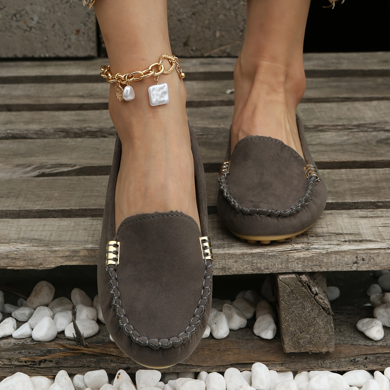 Comfortable Solid Women's Round Toe Loafers, Slip On Shoes, Women's Footwear