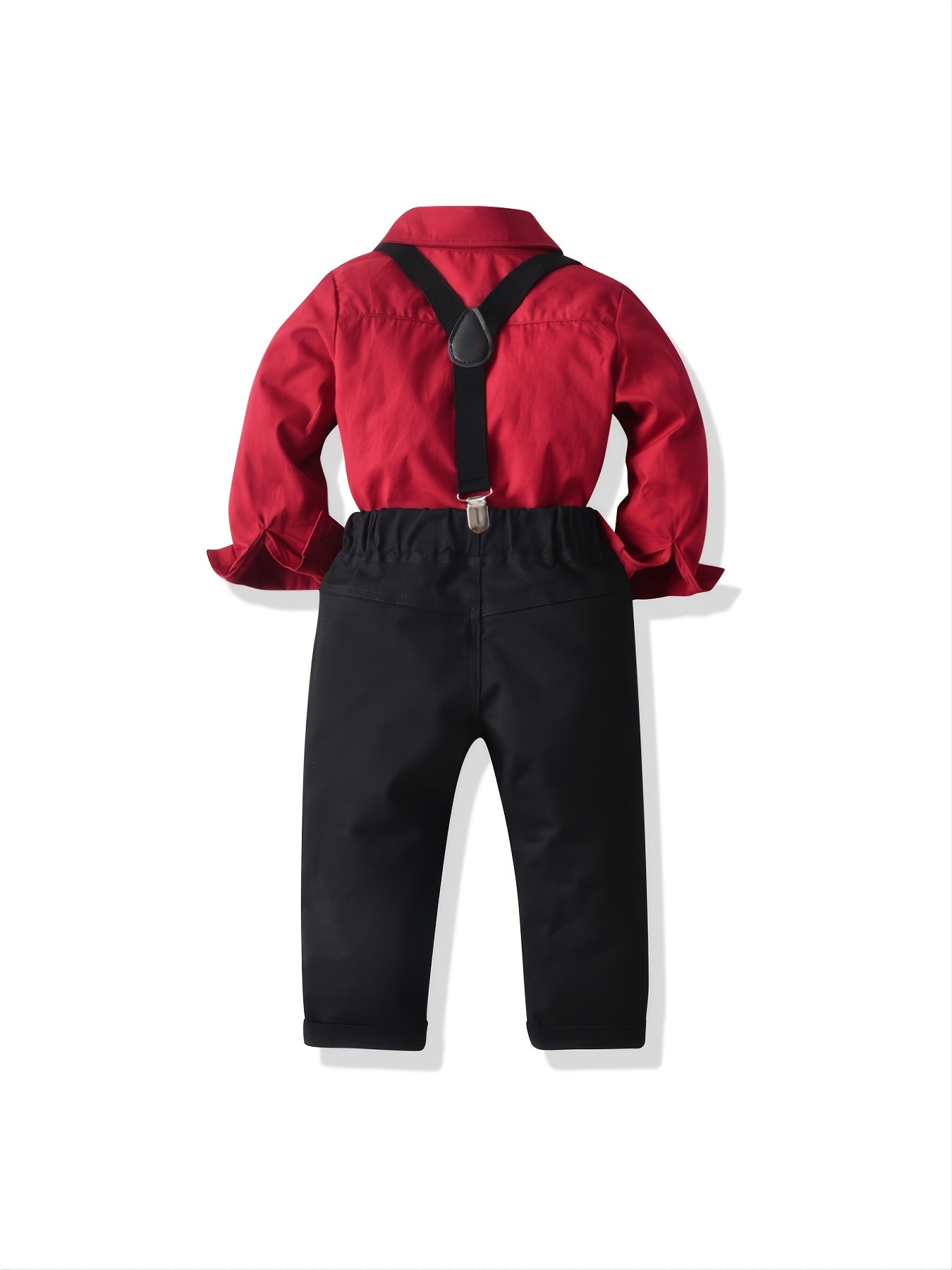 Toddler Boy's Gentleman Outfit 2pcs, Bowtie Decor Shirt & Overalls Set, Kid's Clothes For Speech Performance Birthday Party, Daily & Outdoor Wear