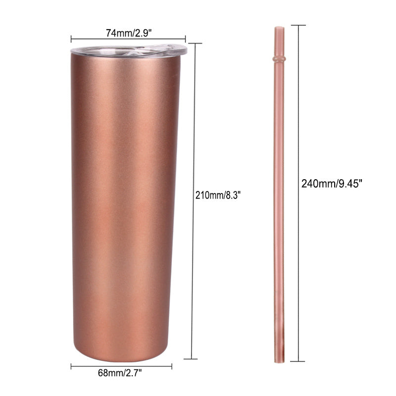 1pc Skinny Tumbler 20oz, Stainless Steel Double Wall Water Bottle, Vacuum Insulated Slim Cup With Lid Straw