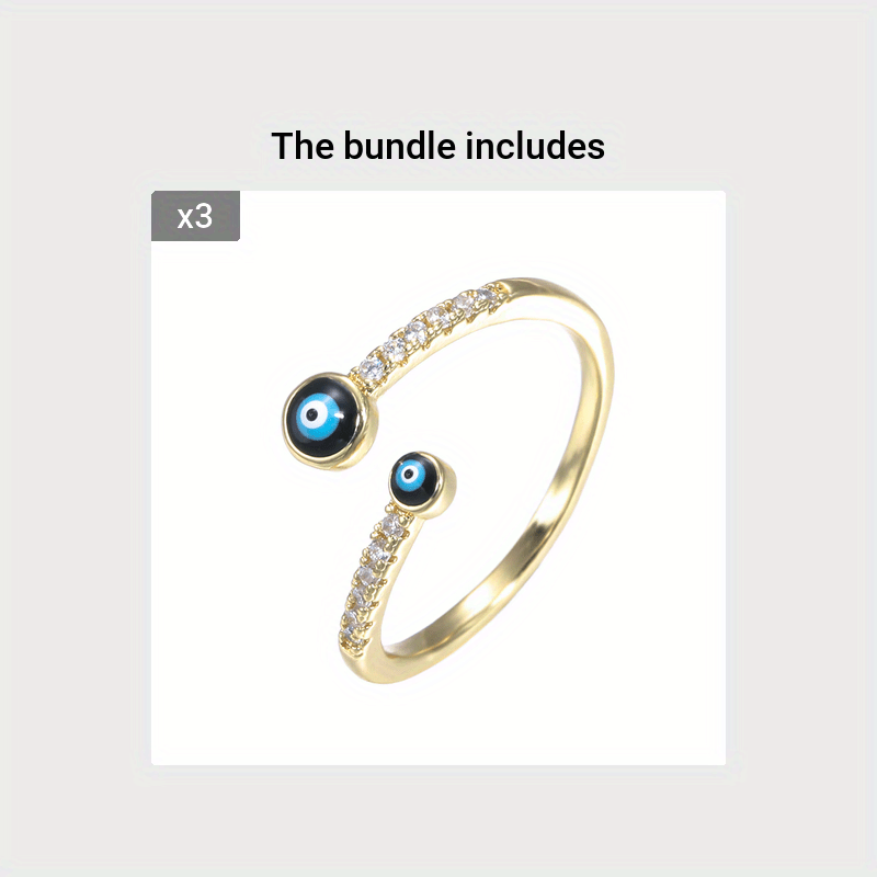 Copper Zircon Enamel Drip Ring Devil's Eye Vintage Ring Open Ring Charms Jewelry Gift Birthday Gifts For Women Wife Her