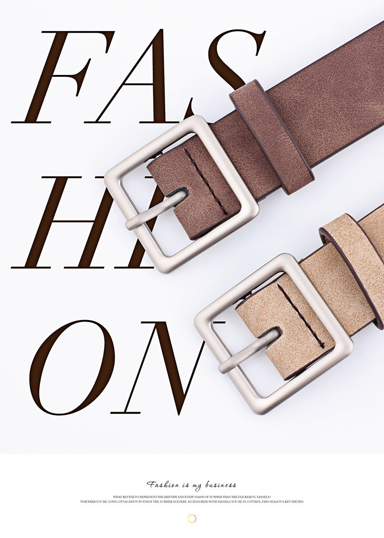 Women PU Belts For Jeans Luxury Brand Designer Belts Female Square Metal Pin Buckle Belt