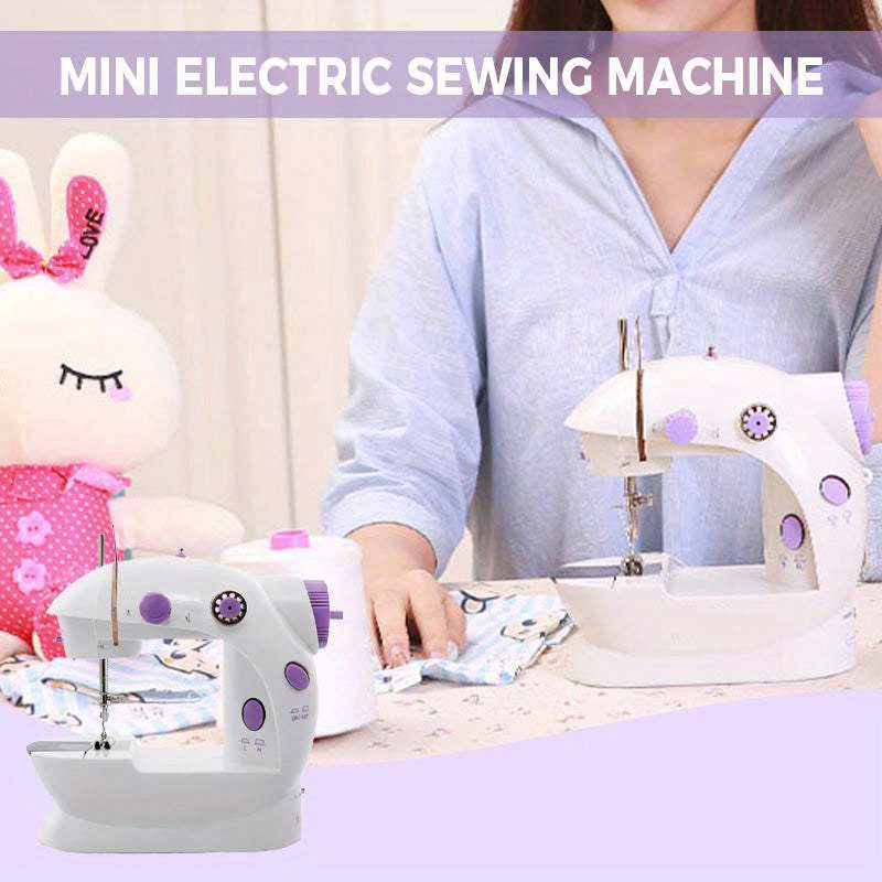 Portable Compact Electric Sewing Machine with Speed Control Dial - Lightweight Handheld Sewing Machine for Beginners, Home, Travel, Crafting - White Electric Sewing Machine with Plug-in Power (US Plug) - Ideal for DIY, Repair