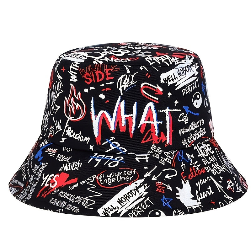 1pc Trendy Men's Graffiti Bucket Hat for Street Style and Hip Hop Fashion