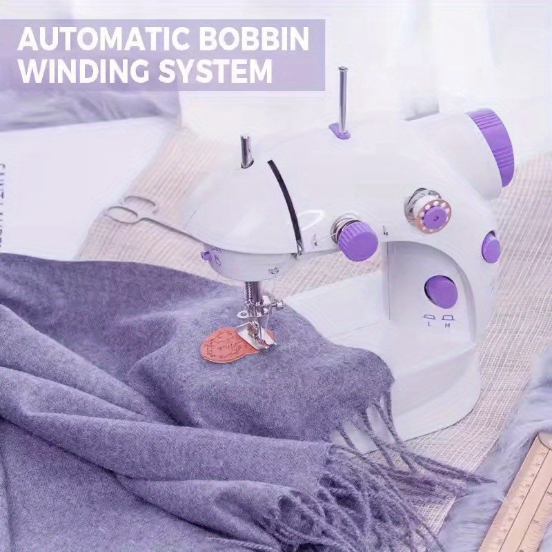 Portable Compact Electric Sewing Machine with Speed Control Dial - Lightweight Handheld Sewing Machine for Beginners, Home, Travel, Crafting - White Electric Sewing Machine with Plug-in Power (US Plug) - Ideal for DIY, Repair