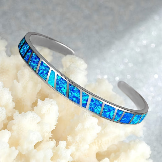 One Unique Vintage-Inspired Classic Blue Cuff Bangle - Timeless Elegant Design, Trendy Accessory, New Arrival 2023, Perfect for Any Occasion