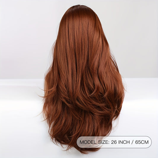 Red Brown Ginger Wig For Women Long Straight Synthetic Hair For Women, Heat Resistant Wigs