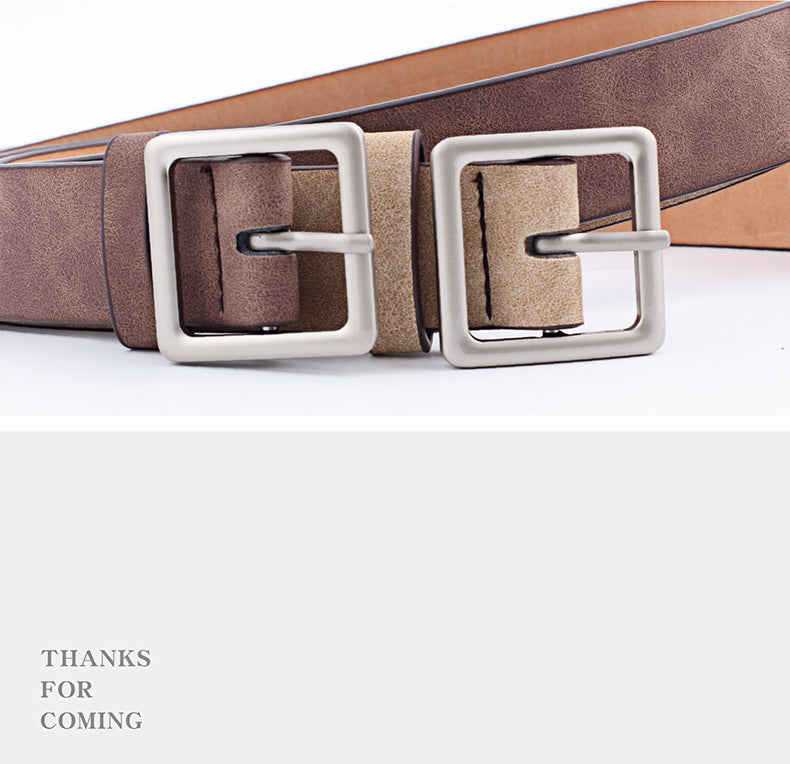 Women PU Belts For Jeans Luxury Brand Designer Belts Female Square Metal Pin Buckle Belt