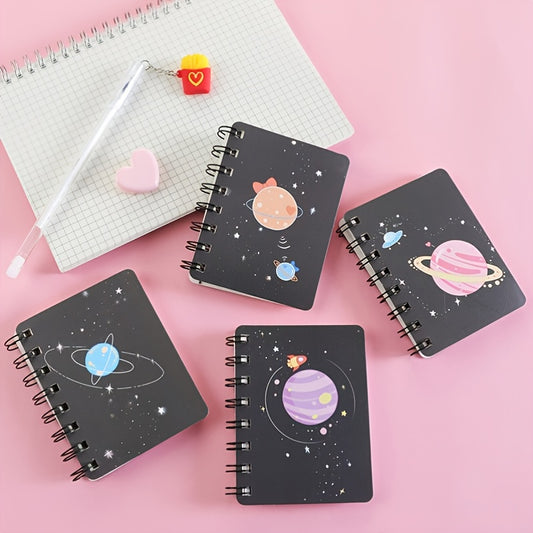 1pc Fantasy Planet Rollover Spiral Coil Notebook Notepad With 80 Pages Size 4.13*3.15 Inch