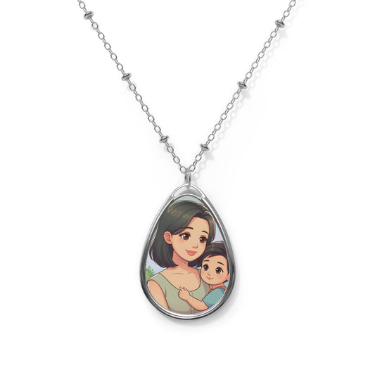 Personalized Family Oval Necklace - Cherished Moments in Silver