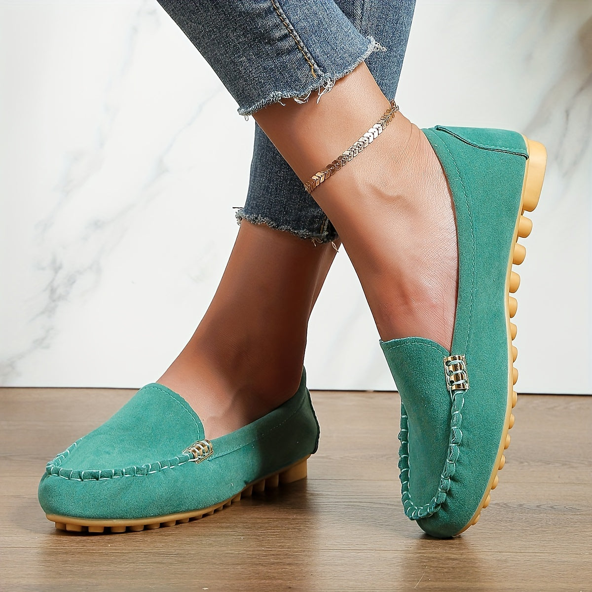 Comfortable Solid Women's Round Toe Loafers, Slip On Shoes, Women's Footwear