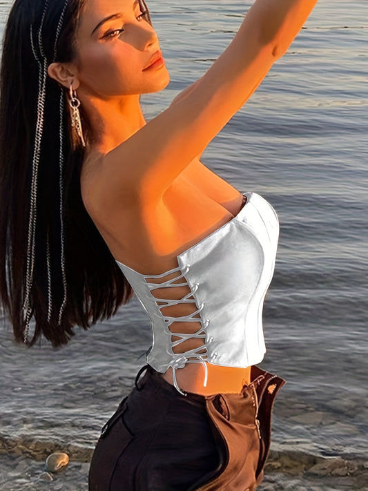 Sensual Cut-Out Camisole Tank Tops - Tanks & Camis with Off Shoulder, Backless, and Small Sling Designs - Women's Sexy Summer Clothing for Casual Outings and Date Nights