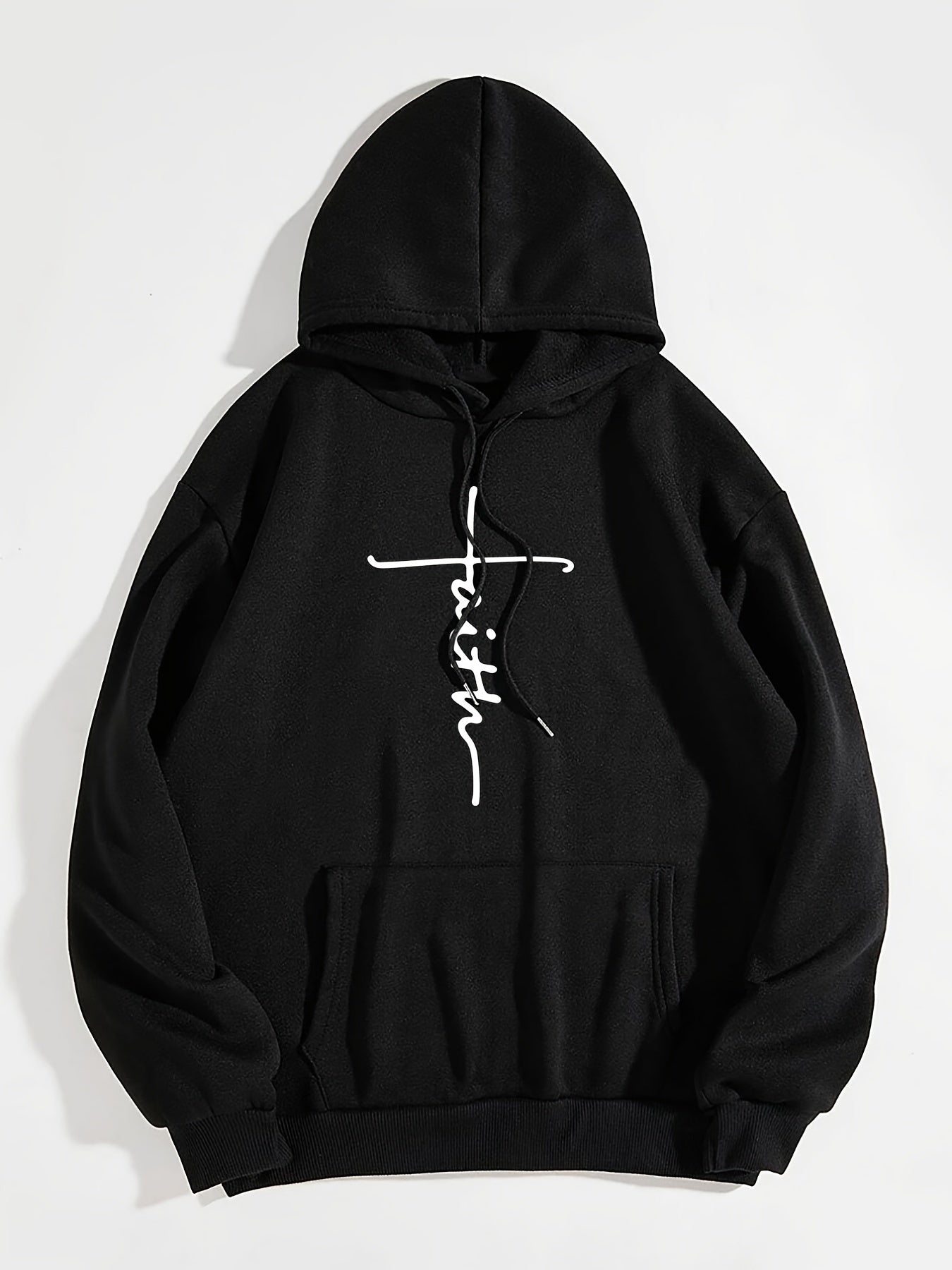Women's Cozy Thermal Pullover Hoodie - Stylish Alphabetic Print, Kangaroo Pocket, Drawstring, Pleated Hem, Fall/Winter Casual Wear