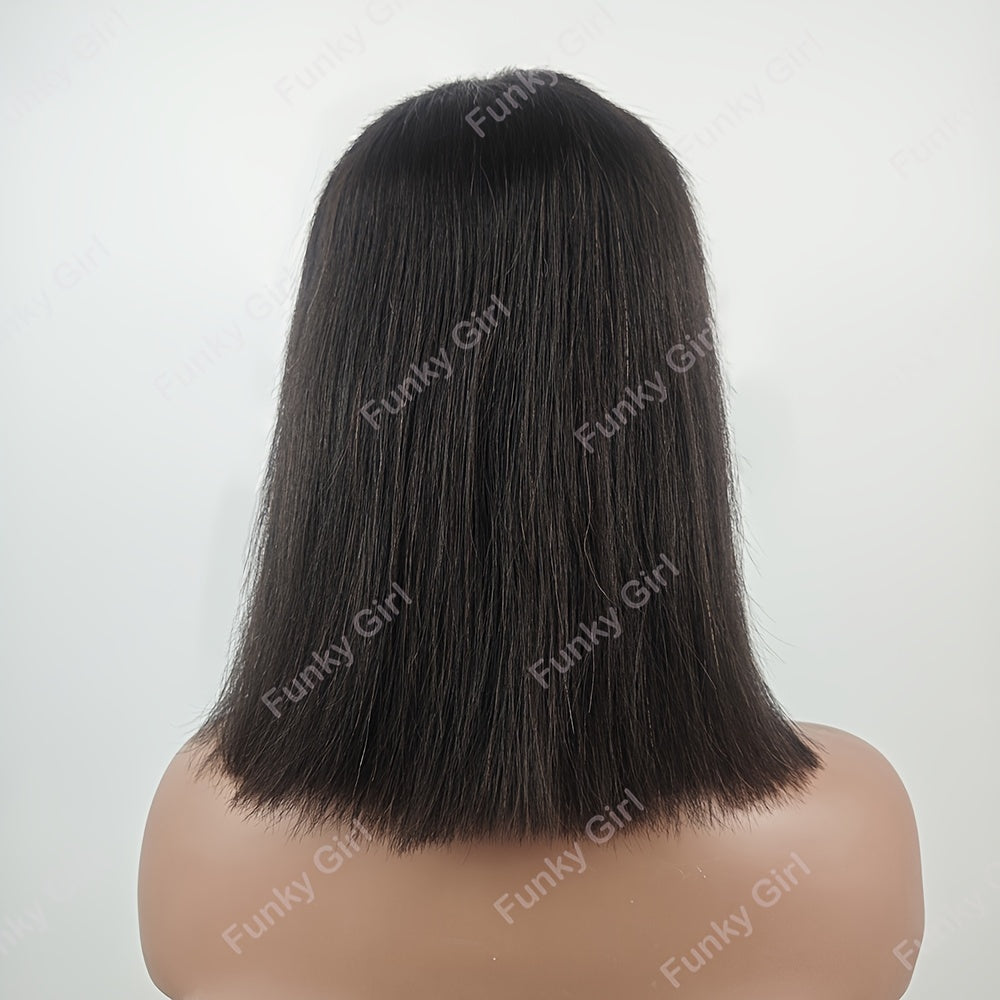 Bone Straight Bob Lace Front Wig - 13x4 Lace Frontal Human Hair Wig With Baby Hair - Pre-Plucked For Women - Perfect For Everyday Wear And Special Occasions