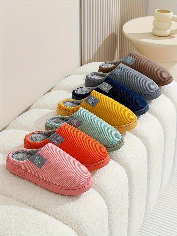 Women's Thick Bottom Home Slippers, Household Plush Slippers, Anti-slip Thermal Slippers