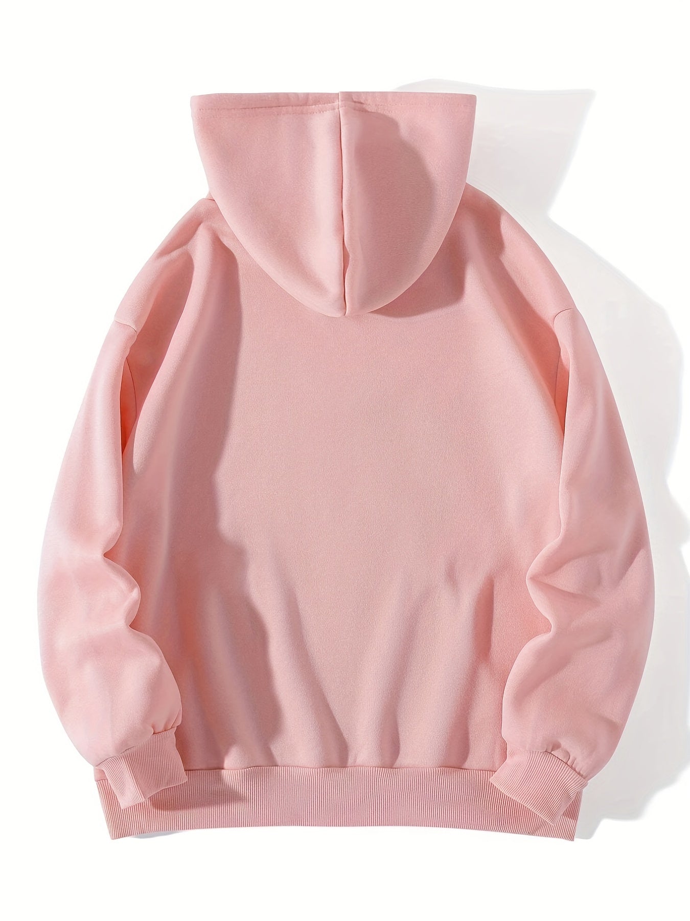 Women's Cozy Thermal Pullover Hoodie - Stylish Alphabetic Print, Kangaroo Pocket, Drawstring, Pleated Hem, Fall/Winter Casual Wear