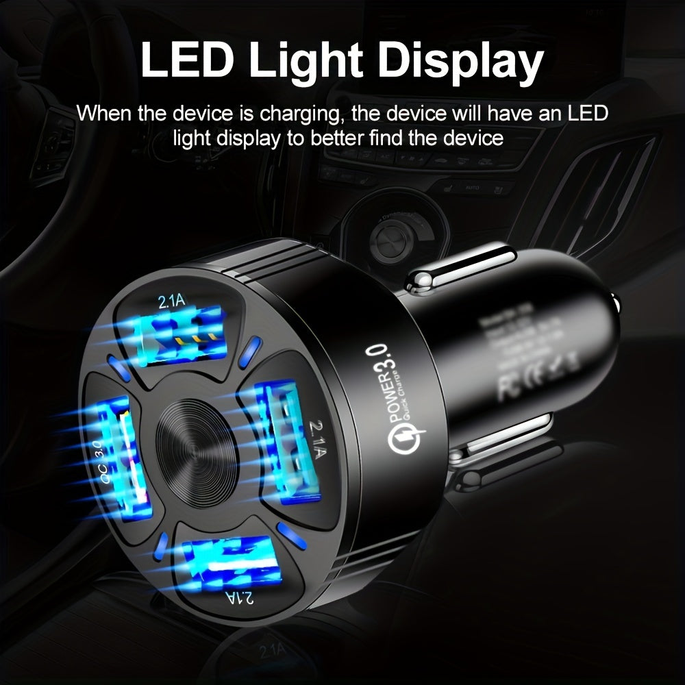 4 In 1 USB Car Charger, 4 Ports Fast Charger Adapter Mini Cigarette Lighter, USB, And Phone Fast Charger