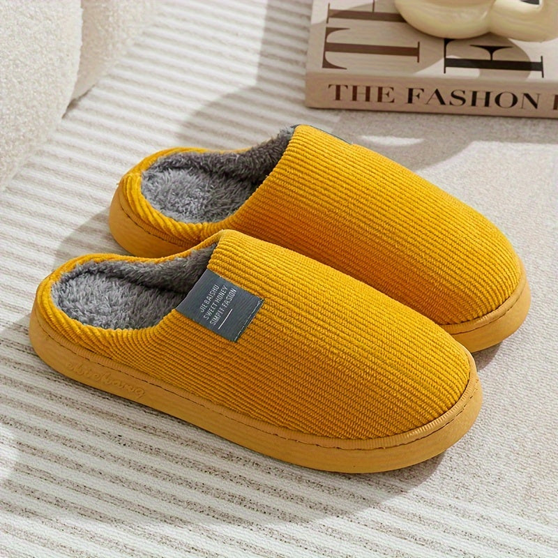 Women's Thick Bottom Home Slippers, Household Plush Slippers, Anti-slip Thermal Slippers