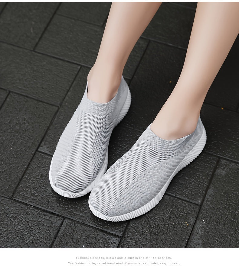 Women's Casual Sneakers, Lightweight Soft Bottom Running Shoes, Breathable Slip-on Walking Shoes plus size