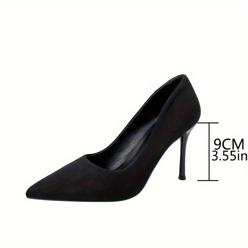 Elegant Black Pointed Toe Stiletto High Heels - Comfortable Commuter Work Shoes for Women with Cushioned Insoles and Slip-Resistant Soles - Perfect for Office, Party, and Daily Wear