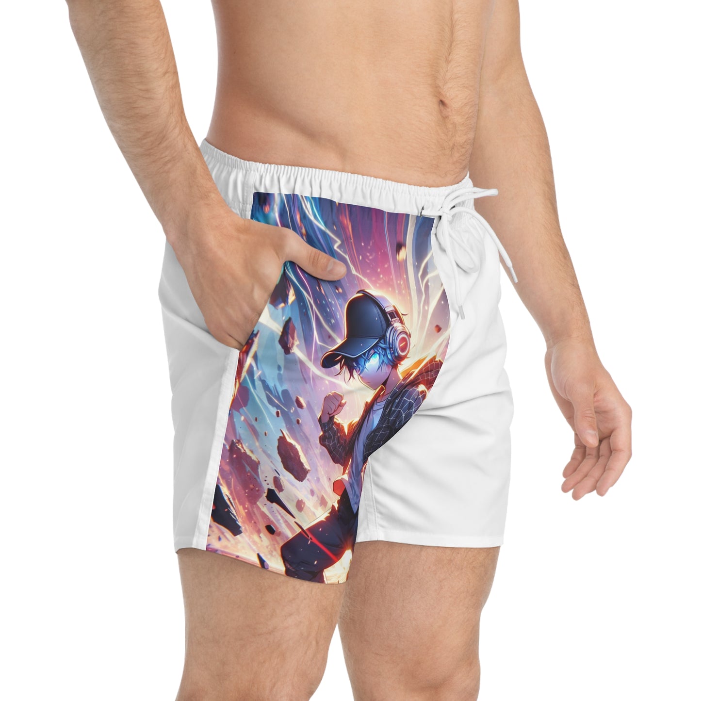 Dynamic Graphic Swim Trunks for Adventurous Youth