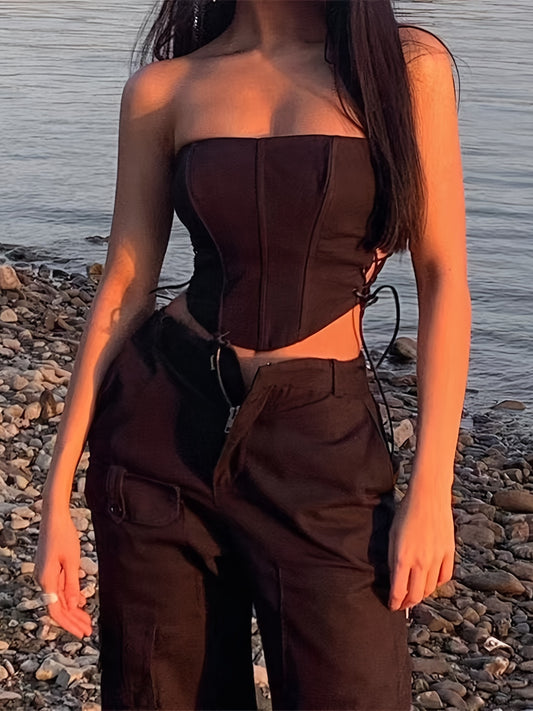 Sensual Cut-Out Camisole Tank Tops - Tanks & Camis with Off Shoulder, Backless, and Small Sling Designs - Women's Sexy Summer Clothing for Casual Outings and Date Nights