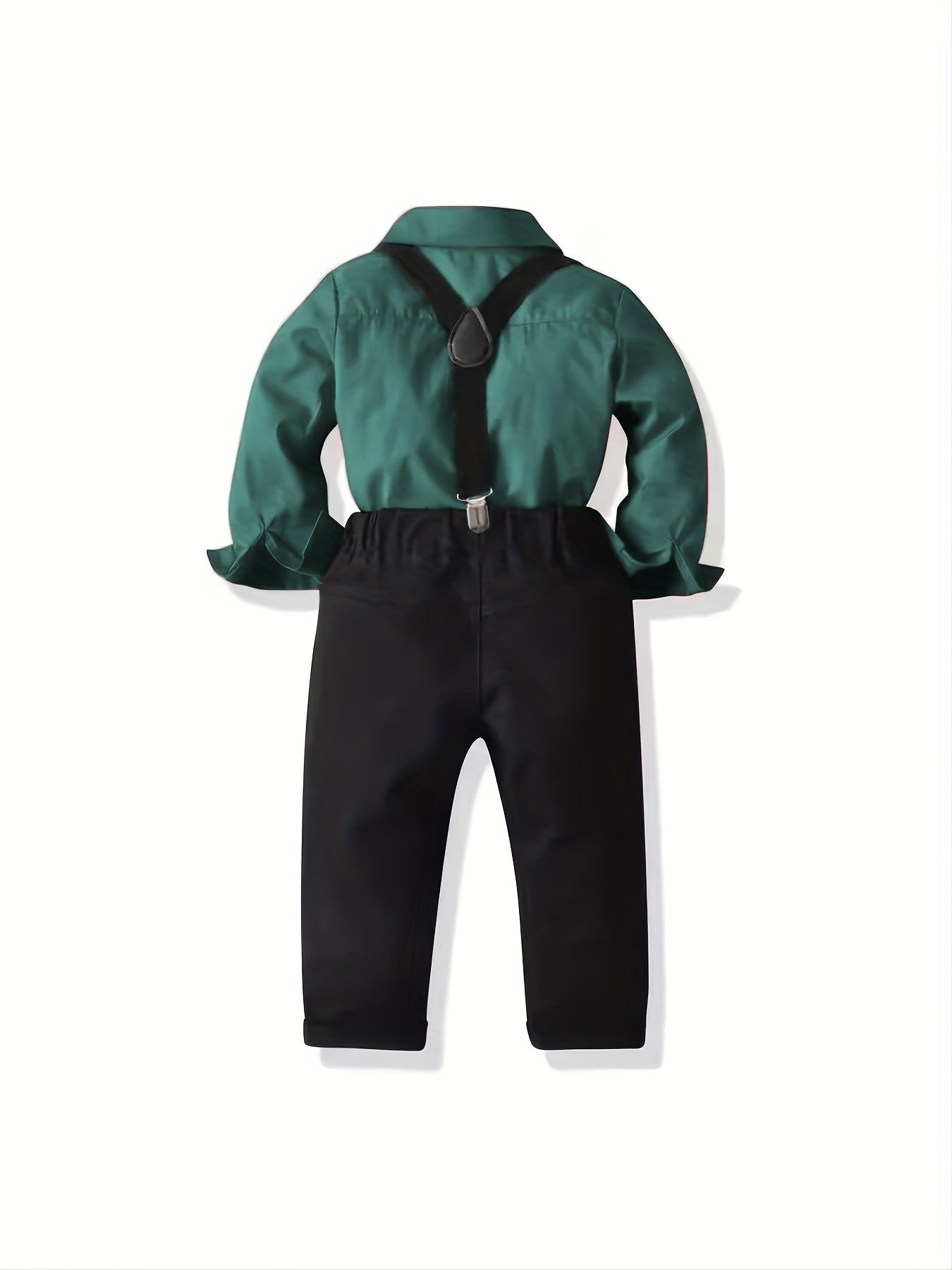 Toddler Boy's Gentleman Outfit 2pcs, Bowtie Decor Shirt & Overalls Set, Kid's Clothes For Speech Performance Birthday Party, Daily & Outdoor Wear
