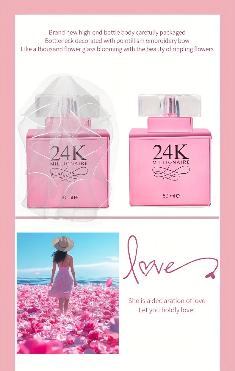 1.7oz Women's Perfume Spray, Long-Lasting Fruity Scent in Pink Bottle, Exudes Charm and Elegance for Any Occasion---The Perfect Gift