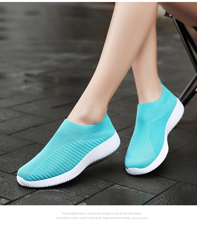 Women's Casual Sneakers, Lightweight Soft Bottom Running Shoes, Breathable Slip-on Walking Shoes plus size