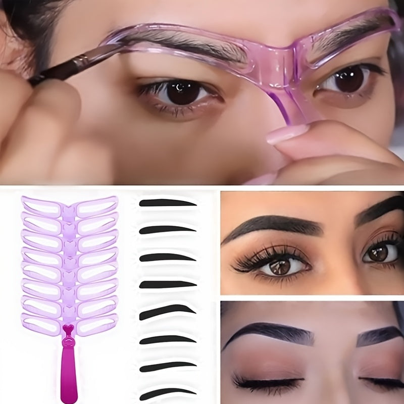 Easy-to-Use Eyebrow Shaping Kit - 8 Styles, Durable PVC Grooming Cards with Handle for Perfectly Defined Brows, Eyebrow Trimmer