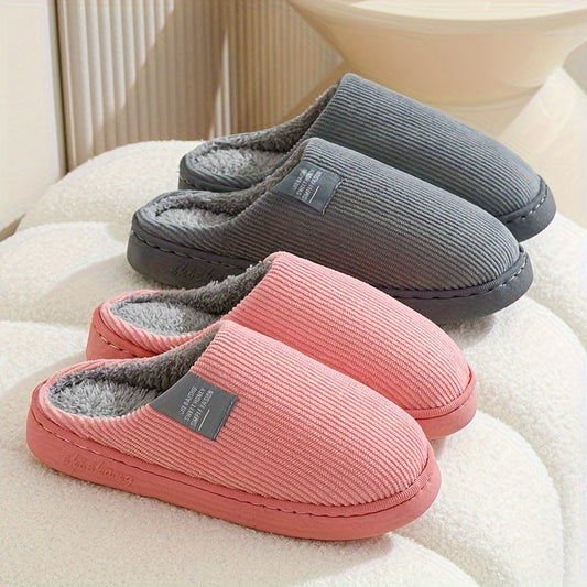 Women's Thick Bottom Home Slippers, Household Plush Slippers, Anti-slip Thermal Slippers