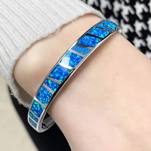 One Unique Vintage-Inspired Classic Blue Cuff Bangle - Timeless Elegant Design, Trendy Accessory, New Arrival 2023, Perfect for Any Occasion