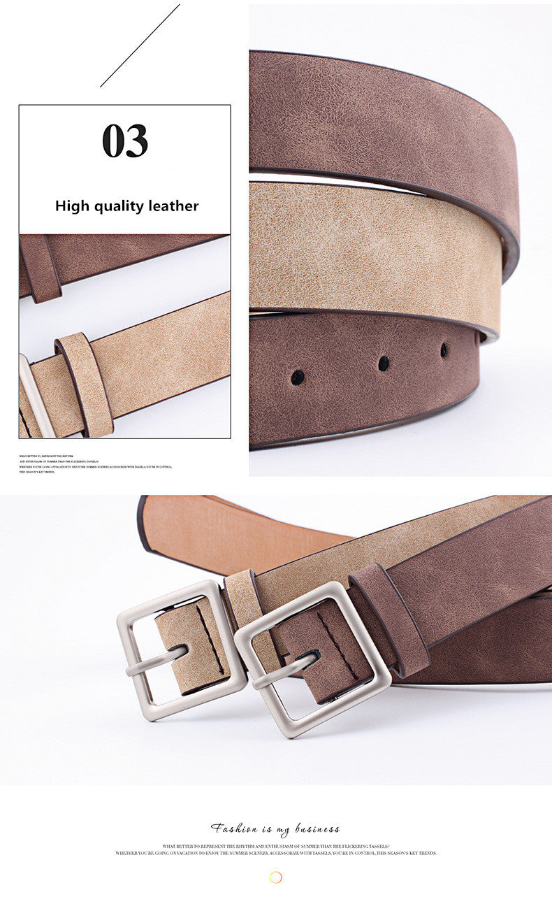 Women PU Belts For Jeans Luxury Brand Designer Belts Female Square Metal Pin Buckle Belt