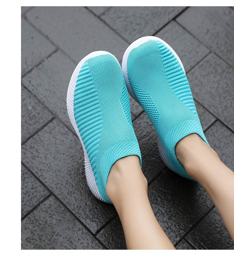Women's Casual Sneakers, Lightweight Soft Bottom Running Shoes, Breathable Slip-on Walking Shoes plus size